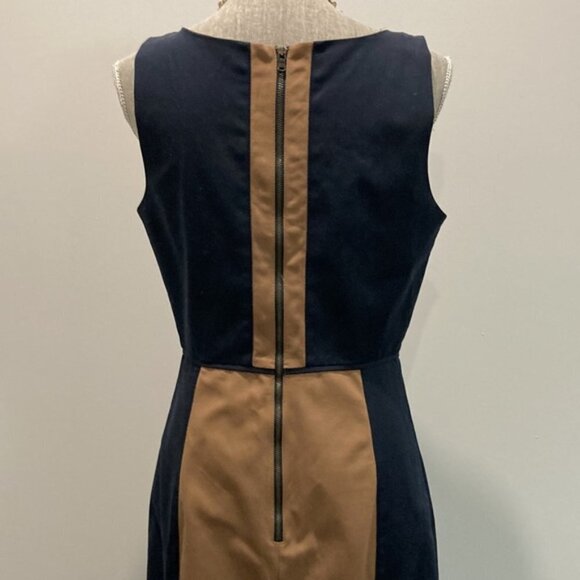CLUB Monaco Letitia Navy and Brown Color Block Midi Pencil Sheath Dress … - Picture 9 of 16